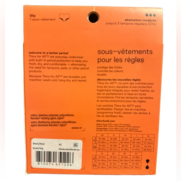 Thinx For All Period Underwear Size XS Brief Moderate Absorbency Brand New - Picture 2 of 4